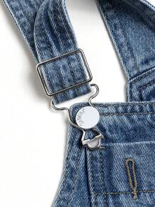 Salopette regolabile per ragazzi, in denim ampio e leggero blu chiaro, versatile per tutte le stagioni