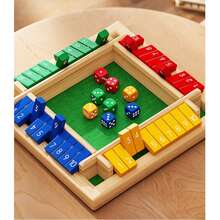 Wooden Shut The Box Game (2-4 Players) - Large 4 Sided Board,8 Dice,Rules - Amusing Addition Game For All Ages,Games,Board Games,Board Game,Board Games,Games,Game - 彩色 - 查看 3