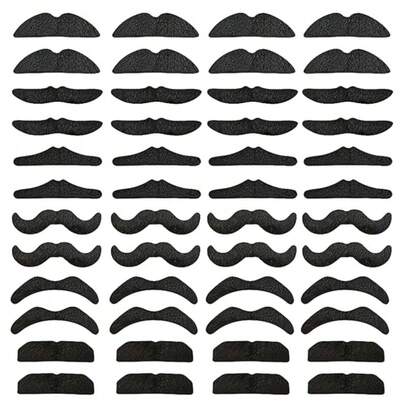 48 peças de bigodes falsos inovadores, artigos para festa de bigode, bigode autoadesivo inovador para acessórios de fantasias de Halloween, artigos para festa