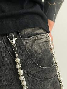 1 件时尚个性化珍珠向日葵彩色方晶锆石装饰男士裤链，适合日常穿着、派对装、节日、生日、周年纪念日，可作为男士的贴心礼物 - 彩色 - 查看 8