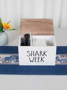 1 件木质翻盖卫生巾收纳盒，多隔层桌面收纳盒，用于洗衣液收纳盒