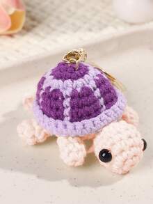 1pc Cute Handmade Crochet Turtle Keychain, Mini Plush Turtle Pendant Ornament, Knitted Keyring Charm For Women, Bags, Cars - Multicolor - View 9