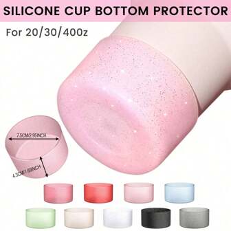 غطاء سيليكون واقي لقاع زجاجة المياه 40 أونصة، 30 أونصة، 20 أونصة، اكسسوارات لكوب المياه، بوت سيليكون لامعة لتقليل الخدوش وحماية قاع زجاجة المياه