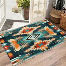 3x5 Rugs, 2x3 Rug, Southwestern Rustic Area Rug, Colorful Geometric Door, Washable & Non - Slip Small Carpet, Home Decor - Xanh ngọc lam cam - Xem 4