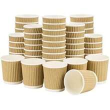 HOT BARGAINS, 100 X 12oz Disposable Kraft Paper Cups For Hot And Cold Drinks, Triple Walled Ripple Cups For Coffee, Tea & Other Hot And Cold Drinks - Coffee Brown - View 8