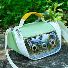 1 件便携式小动物背包，透气网眼，透明气泡窗，适合豚鼠、兔子、老鼠、鸟类，夏季旅行