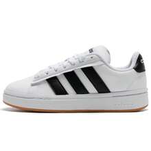 Adidas 男女通用网球鞋 GRAND COURT ALPHA 00s，舒适运动鞋，适合日常锻炼，JQ2996 - 白色/黑色/樹脂黃 - 查看 1