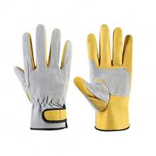 Guantes de trabajo para hombres, suaves de vaca, para conducir, cazar, conducir, granja, jardín, soldadura, protección de, guantes de mecánico - Un gris - Ver 8