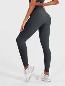 VOYJOY Women Seamless Workout Leggings Gym High Waist Yoga Pants - màu xám đen - Xem 5