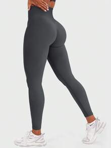 VOYJOY Women Seamless Workout Leggings Gym High Waist Yoga Pants - màu xám đen - Xem 1
