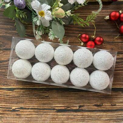 10 件 2.36 英寸圣诞装饰品、吊坠和圣诞球树饰，白色闪闪发光的吊灯吊坠，用于圣诞树装饰