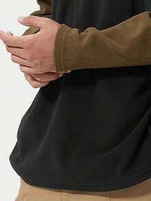 CAMEL CROWN 户外抓绒外套，立领极地抓绒上衣，保暖半拉链毛衣 - 咖啡黑色 - 查看 4