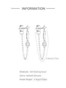 EleRunis 1对925纯银不对称耳钉，18K镀金双链流苏耳环，适合女性日常佩戴、婚礼、派对、订婚、周年纪念、情人节及其他场合。 - 銀色 - 查看 7