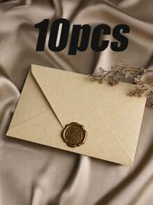 纯色纸质信封，带蜡封贴纸，复古多用途办公信封，婚礼请柬，情书，贺卡，新年朋友礼物，带蜡封的信纸