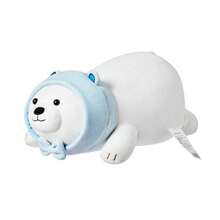 Miniso 1个白色泰迪熊毛绒玩偶，卧姿，柔软舒适，富有弹性，细节精致，可作枕头或装饰品，适合作为生日或节日礼物 - 藍白色 - 查看 8