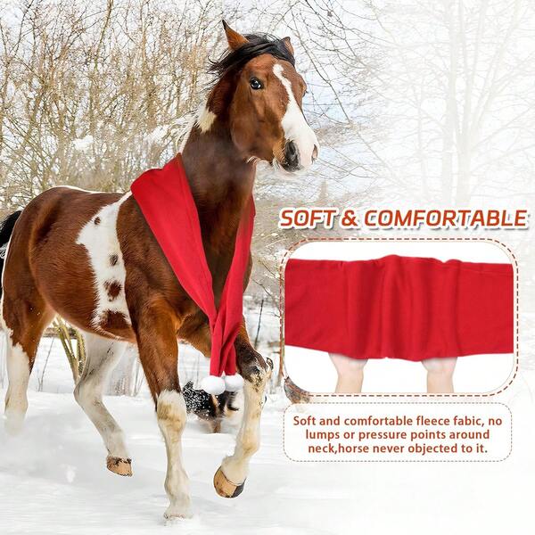 Soft & Warm Wool Christmas Scarf, Santa Claus Horse Decor, Suitable For Holiday Christmas Parade And Photo Shooting