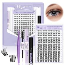Lash Cluster Kit 8-18mm Wispy Lash Clusters 126Pcs Eyelash Clusters, DIY Lash Extension Kit With Lash Bond & Seal, Lash Glue Remover, Lash Tweezers(WM-16 Lash Kit) - 黑色 - 查看 1