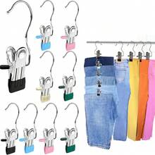 20pcs Pants Hangers With Clips, Jeans Hangers, Sock Clips, Metal Hanging Clips With Rubber Coating, Space-Saving Hangers For Closet Organization And Storage Of Shorts, Hats - Multicolor - View 1