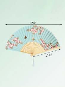 1pc Hanfu COS Sandalwood Bamboo Hollow Carved Fan, Multiple Floral Designs, Elegant Aesthetic, Suitable For Summer Travel And Photography