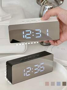 Luminous Mirror Clock Ins Desktop Clock Timetable Tabletop Ornaments, USB Digital LED Display Electronic Alarm Clock, Display Temperature Date Sleep 12/24 Hour Time, Home Decor, Bedroom Decor, Brightness Dimmer (Not Including Batteries), Home Decor, Room Decor Birthday Gift, Gifts