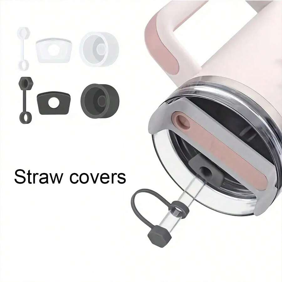 3pcs/6pcs Silicone Straw Plugs For Cup, Accessory Kit With1/ 2 Dustproof Caps,1/ 2 Square Leakproof Plugs &1/ 2 Circular Spill-Proof Stoppers, Reusable,For Halloween Christmas Holidays - Multicolor - View 1