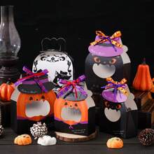 10个万圣节跨境新款糖果礼袋，万圣节南瓜派对包装盒二合一装饰收纳，适合万圣节氛围的节日主题图案，派对糖果/小礼物包装必备，轻巧便携，适合讨糖活动 - 彩色 - 查看 5