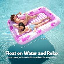 SLOOSH Inflatable Tanning Pool Lounger Float, 85" X 57" Extra Large Pool Floats Adult With Pillow, 4 In 1 Suntan Tub Raft Floatie,Sunbathing Bed Lounge Blow Up Ball Pit Party Gifts, XL-Hot Pink - Multicolor - View 1