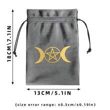1pc Tarot Card Storage Bag, Gray Velvet Drawstring Pouch, Trinket Jewelry Organizer Bag - Multicolor - View 11