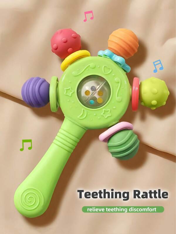 1pc Baby Teething Rattle, Soft Silicone Material, Newborn Essential, Sensory Toy For Cognitive Development, Grasping Training, Teething Relief For Infants, Suitable As Gift For Toddlers, Christmas, Halloween