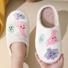 Ladies' Slippers, Halloween Cartoon Ghost Pattern Slippers, Cute And Personalized Home Slippers, Home Slippers - White - View 2