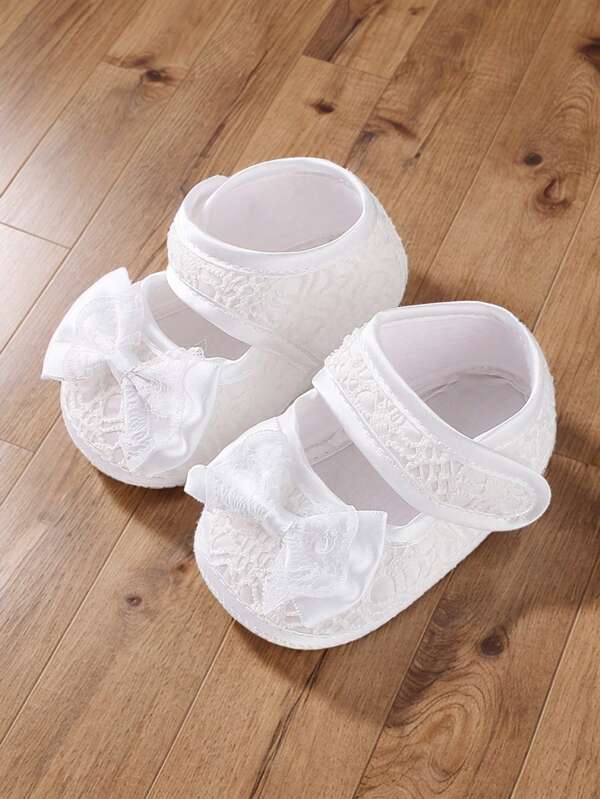 1 par de zapatos de princesa para niña bebé, calcetines retro para bebés y niños pequeños, calzado con encaje y lazo, zapatos de suela blanda para primeros pasos, antideslizantes, para bebés de 0 a 12 meses