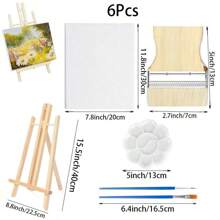 6 bucăți din lemn, inclusiv șevalet + tablă de desen + paletă + pensulă + pensulă de ulei, suport de șevalet pentru pictură, pânză, artă și meșteșuguri - design trepied, afișaj portabil pe desktop pentru opere de artă, fotografii și semne, pentru rechizite școlare, înapoi la școală