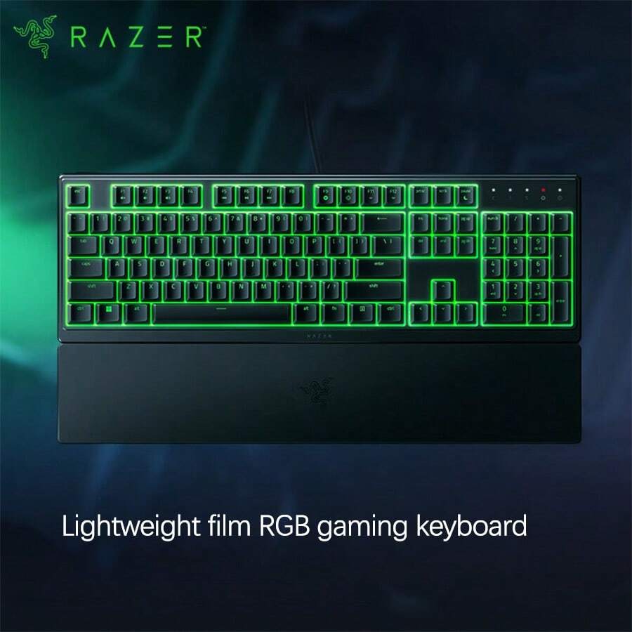 RAZER Rainforest Wolf Spider V3 X Full-Size Membrane Gaming Keyboard Ergonomic Wrist Rest To Relieve Fatigue Single-Color RGB Backlight Gaming Atmosphere All-Round Choice For Office And Entertainment - V3-x - View 1