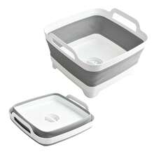 Collapsible Dish Basin 2.4Gal/9L, Foldable Kitchen Sink Tub With Drain Plug,Wash Basin For Dishes,Fruits,Bottles,Space-Saving For RVs,Camping & Laundry(Gray) - Grey - View 1