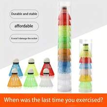 12pcs Colorful Badminton Shuttlecocks - Durable, Windproof And Elastic Plastic Training Balls, Suitable For Beginners, Indoor Badminton Accessories, Vivid Sports Equipment, Durable Plastic Balls Outdoor Garden, All Skill Levels, Sports Camping Accessories, Fun And Stylish, Sturdy Structure, Essential Sports Gear For Enthusiasts, Random Colors