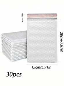 30 件珠光膜气泡邮寄白色自封运输信封，缓冲包装用品，适用于将衣服、服饰和小件物品送回学校