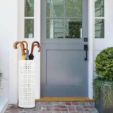 Umbrella Stand For Entryway Metal Umbrella Holder Freestanding Umbrella Stand Round Umbrella Holder Bin Waterproof Umbrella Storage Rack Indoor Walking Stick Holder For Home Entryway 15*42cm WhiteB0CZNXM6K6[Am]14W166