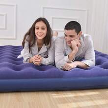 VG Plus Double Or Single Inflatable Air Mattress Kit Supports 200kg + Air Pump + Pillows (Various Options) - Màu xanh lam - Xem 4