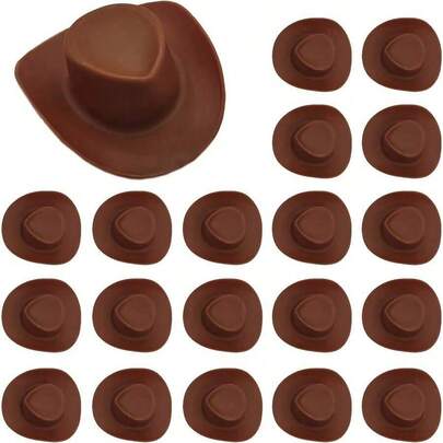20 piezas de Miniatura de Sombrero de Vaquero Marrón, Suministros para Manualidades, Perfectos para Proyectos DIY, Decoraciones de Fiesta y Celebraciones con Temática Occidental