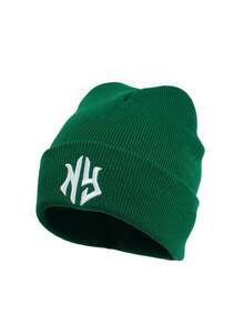 1 件男士几何图案和字母休闲亚克力刺绣针织帽，适合节日和所有季节的秋季装