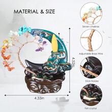 Ceramic Backflow Incense Burner With 7 Chakras & Crystal Tree - Yoga Meditation Decor - Blue Moon 1 - View 4