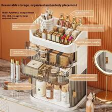 1 Set High-End Makeup Storage Box, Sliding Drawer Vanity Organizer, Multi-Layer Large Capacity Dust-Proof Makeup Case, Suitable For Bathroom, Vanity, Lipstick, Skincare, Makeup Brushes, Facial Cleanser, Face Mask Storage