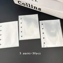 10pcs/20pcs/30pcs M5 Binder Clear Card Sleeves, 3 Inch Postcards Holder, Double Side 5 Holes Kpop Mini Collect Book Refill Bags,For School Supplies,Back To School