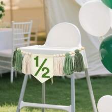 1 Peça Guirlanda de Borlas Florais Estilo Boêmio Feita à Mão, Adequada para Decoração de Festa de Aniversário de Bebê de 6 Meses, Decoração de Casa, Decoração de Cadeira Alta