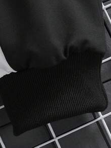 Conjunto de chaqueta y pantalones casuales para hombre para exteriores, diseño de color contrastante de manga larga y pantalones largos, otoño/invierno