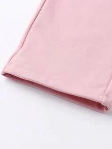 Annil Quần áo trẻ em cho bé gái, bé gái, bé trai, bé trai, người lớn, thanh thiếu niên, quần đơn dệt kim cạp cao, đồ thể thao, quần nỉ thường ngày, mùa thu - Hồng - Xem 6