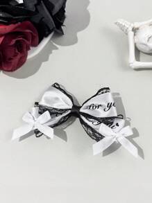 1 pièce Accessoire pour cheveux clip style ruban de dentelle élégant sombre gothique avec nœud et croix, convient aux tenues gothiques, aux festivals, aux tenues décontractées, beau cadeau pour la meilleure amie