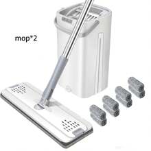 Mop And Bucket Set With Wringer - Hands-Free Flat Floor Mop And Bucket, Reusable Microfiber Pads, Flat Mop And Bucket Set, Separates Dirty And Clean Water, Suitable For All Floor And Wall Cleaners