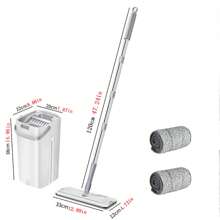 Mop And Bucket Set With Wringer - Hands-Free Flat Floor Mop And Bucket, Reusable Microfiber Pads, Flat Mop And Bucket Set, Separates Dirty And Clean Water, Suitable For All Floor And Wall Cleaners