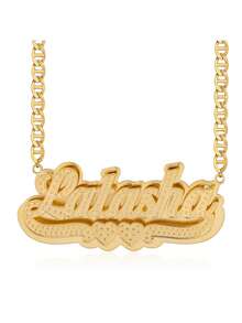 1 件个性定制 3D 浮雕风格文字项链定制名字英文字母 NK 链项链珠宝黄金首饰情侣朋友家人 18k 金不锈钢珠宝项链